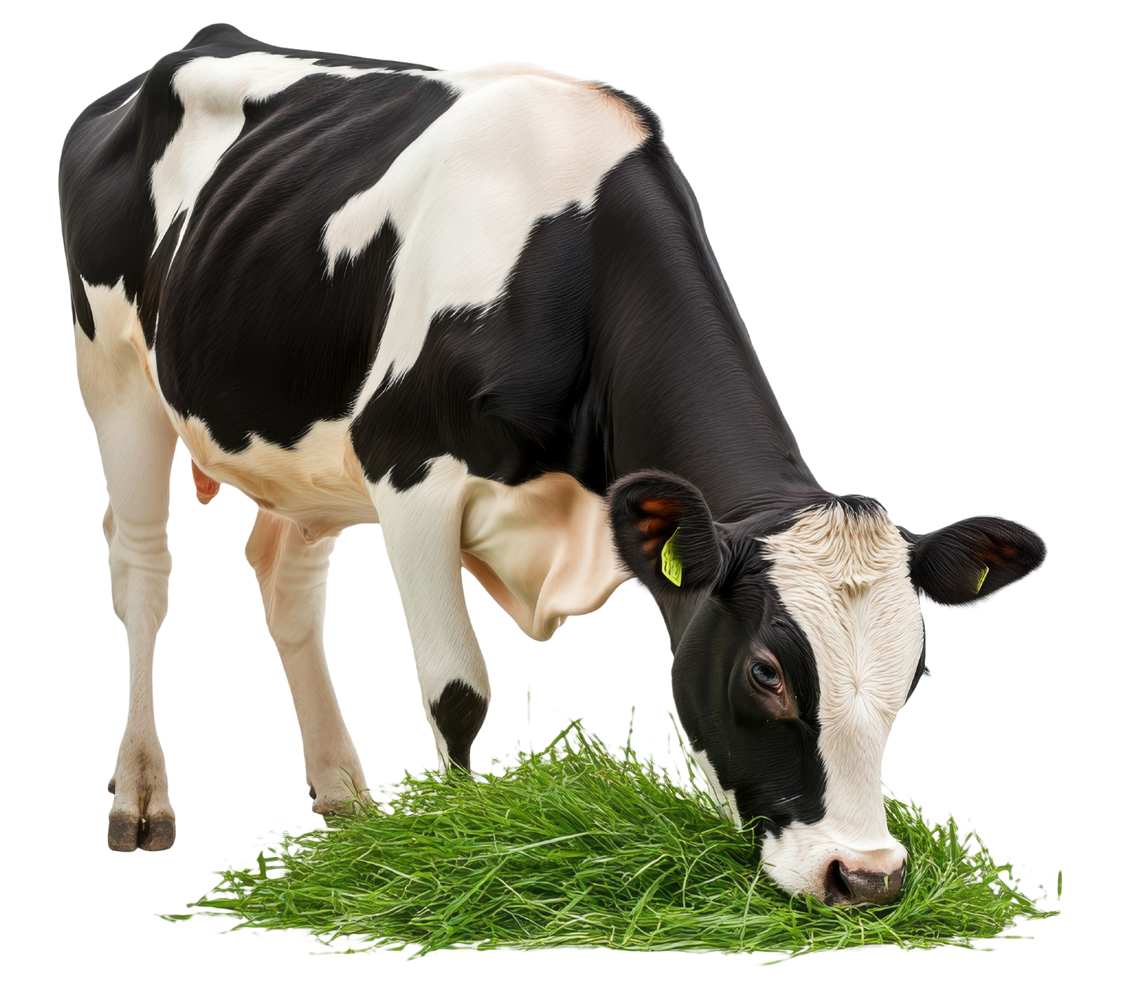 Vaca comiendo alfalfa